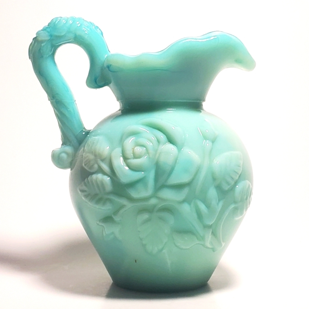 AVON Vintage 70's Jadeite Skin-So-Soft Pitcher With Floral Detailing